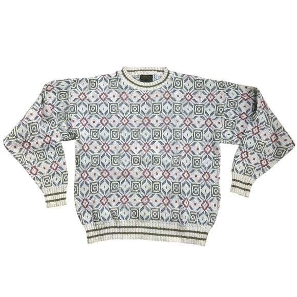 Vintage Robinsons Cotton Diamond Grandpa Sweater Size Medium - Picture 1 of 5